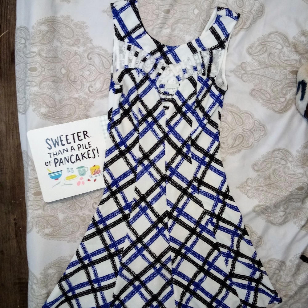 Sleeveless Blue and White Dress